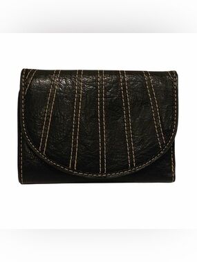 Genuine Leather Vintage Black Trifold Wallet - Like New